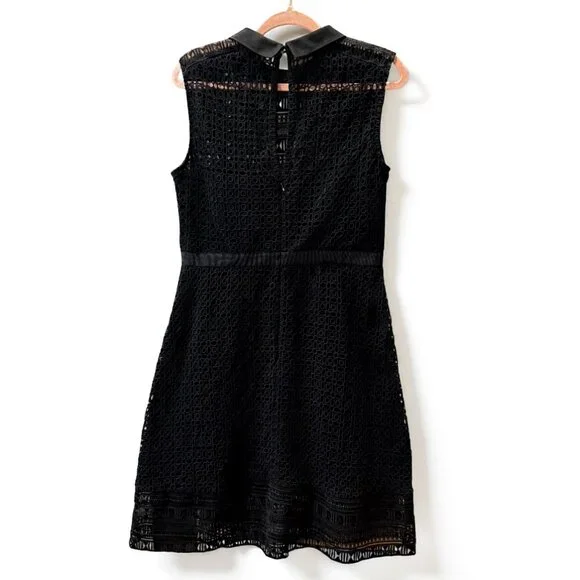Karen Millen Collared Lace Little Black Dress Women's Size 12 - Picture 6 of 8